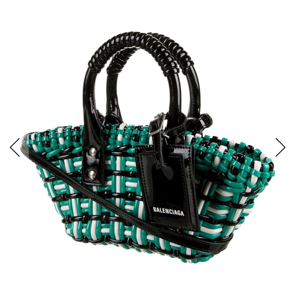Balenciaga Green, White & Black Woven Tote - Picture 7 of 8